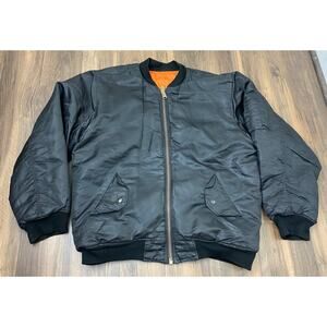 Men Arctic Pole Military Flight nylon black orange reversible bomber jacket coat